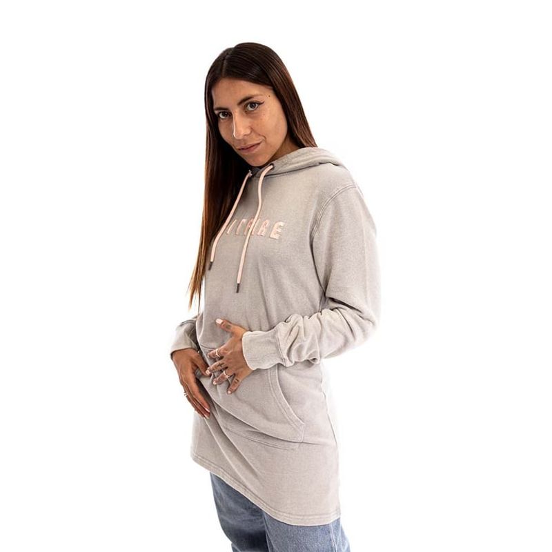 SPITFIRE - Polerón Hoodie Long Fit Mujer Spitfire Beige.