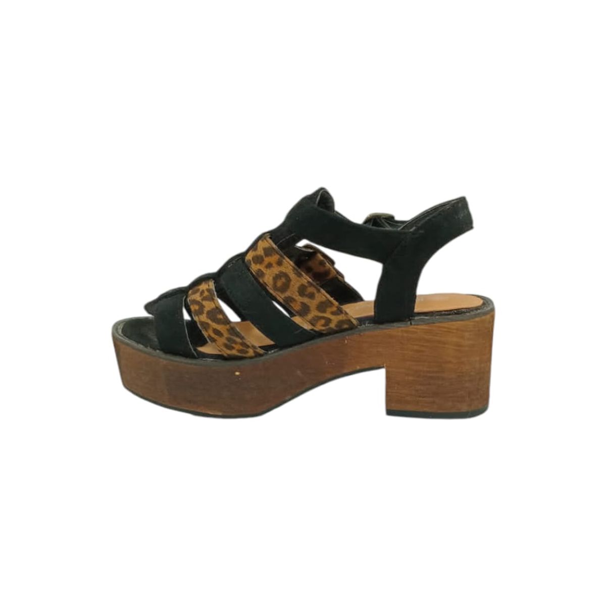 HERIEL - Sandalia Negra Print Plataforma Mujer