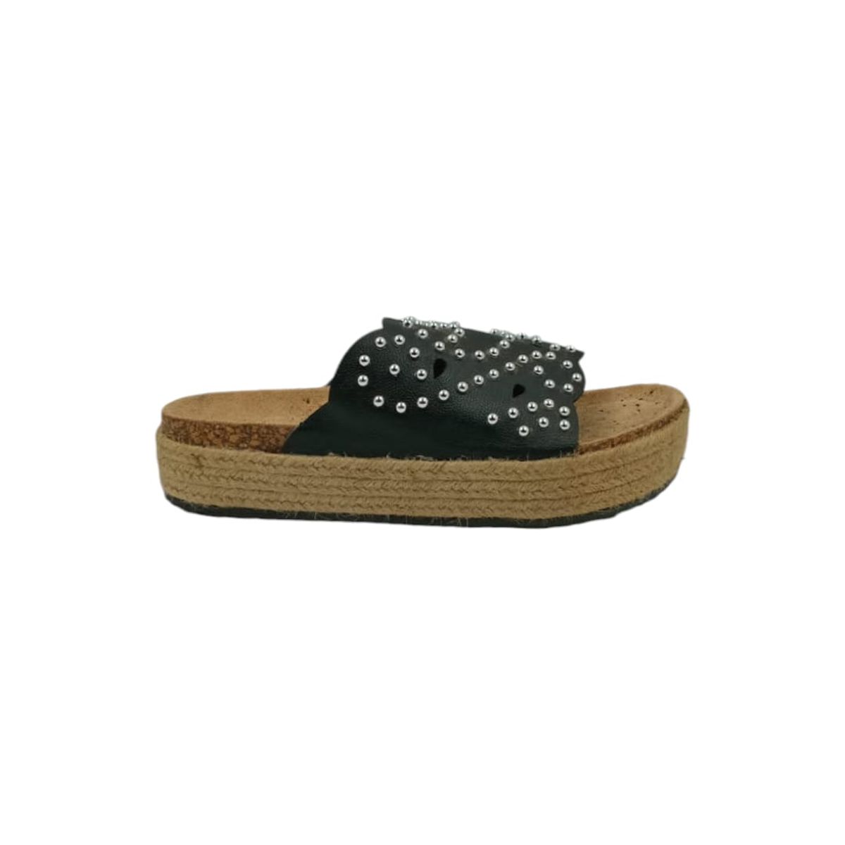 HERIEL - Sandalia Negra Tachas Mujer
