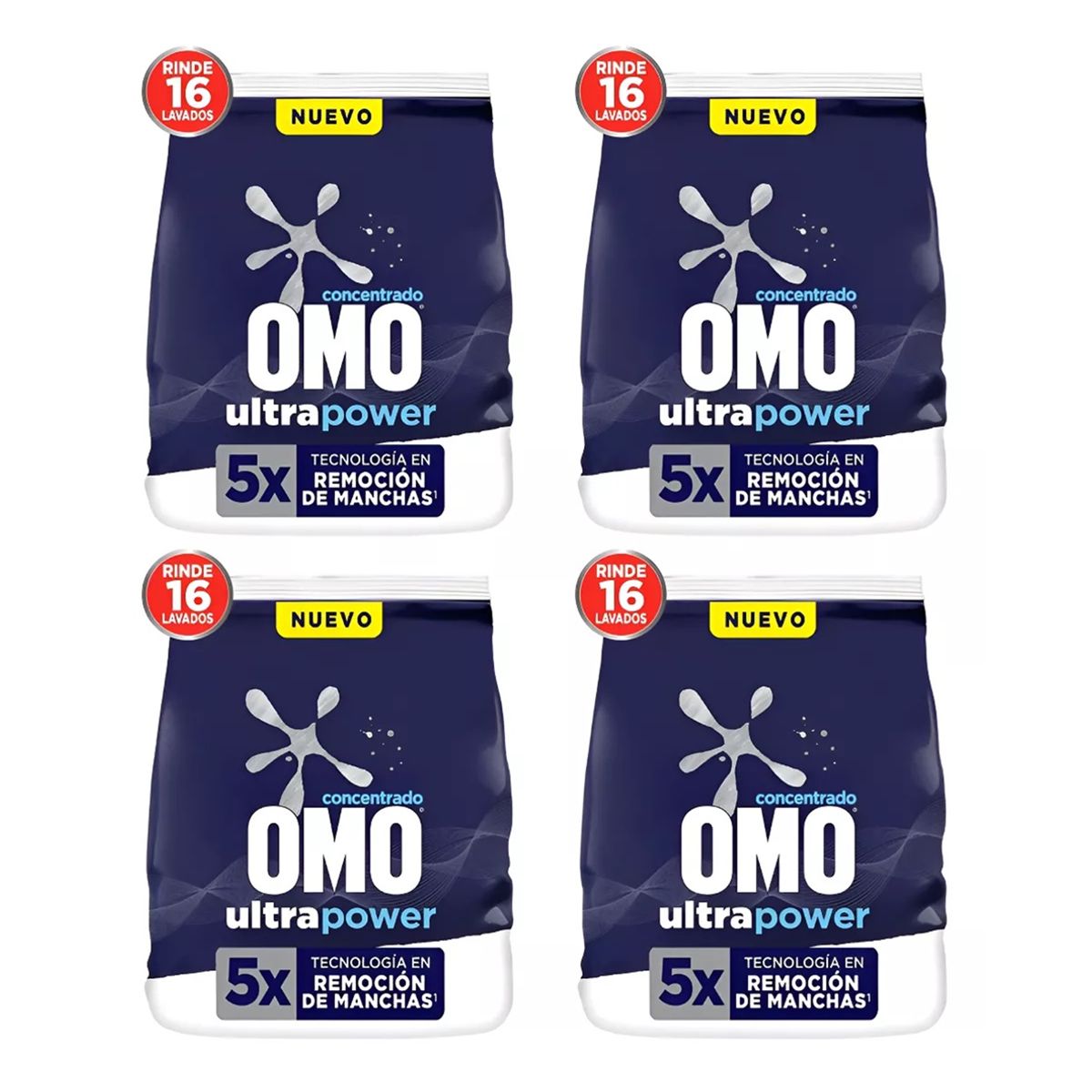 OMO - X4 Detergente Omo Concentrado En Polvo Ultra Power 800g