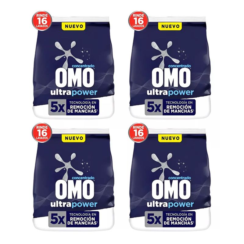 OMO - X4 Detergente Omo Concentrado En Polvo Ultra Power 800g