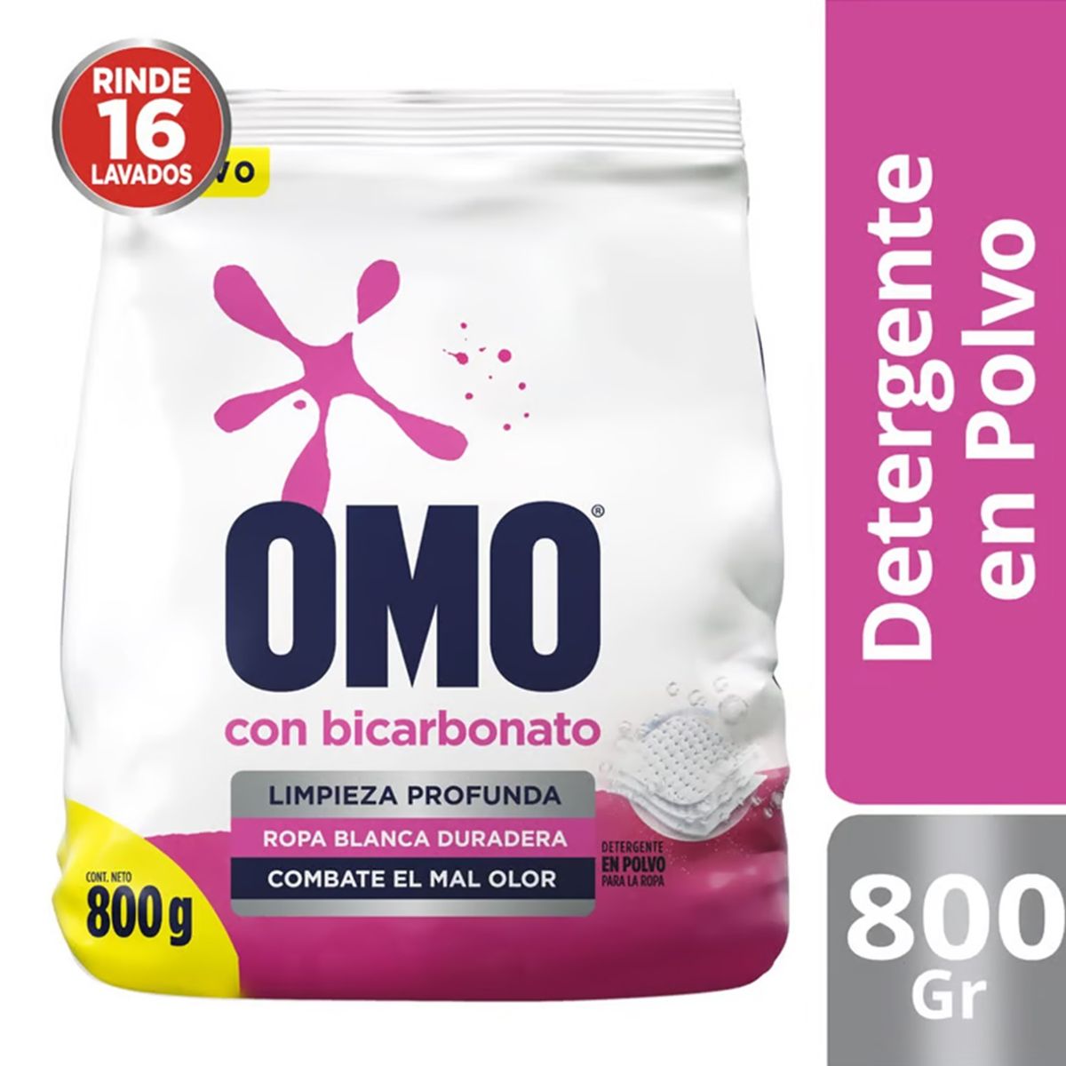 OMO - X4 Detergente En Polvo Omo Con Bicarbonato 800g Ropa Blanca