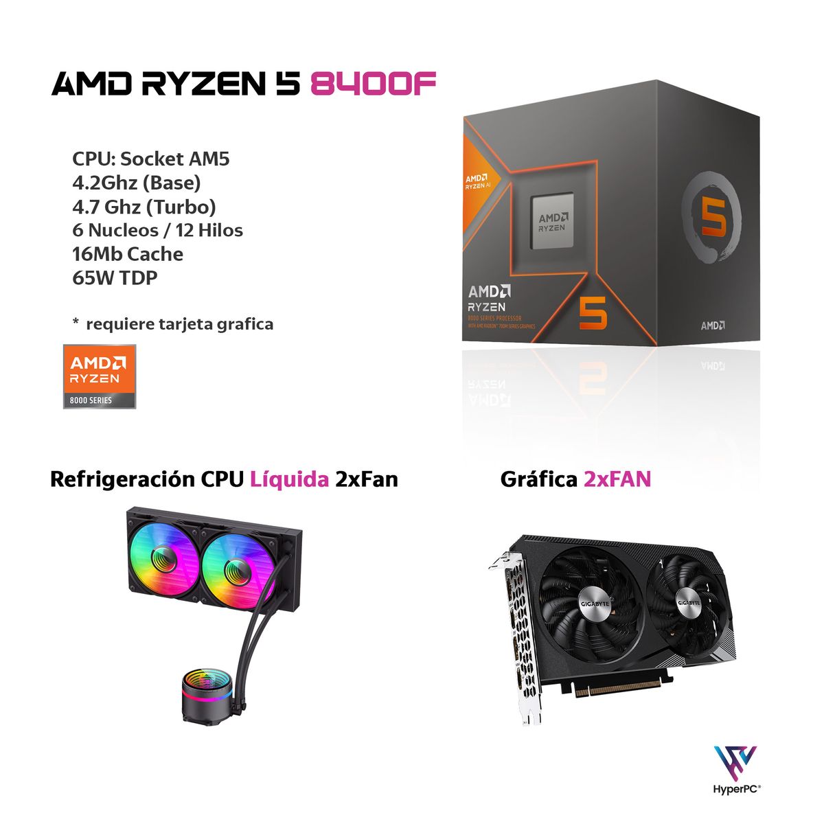 HYPERPC - PC GAMER AMD RYZEN 5 8400F 32Gb DDR5 1Tb RTX 5060 Ti WiFi