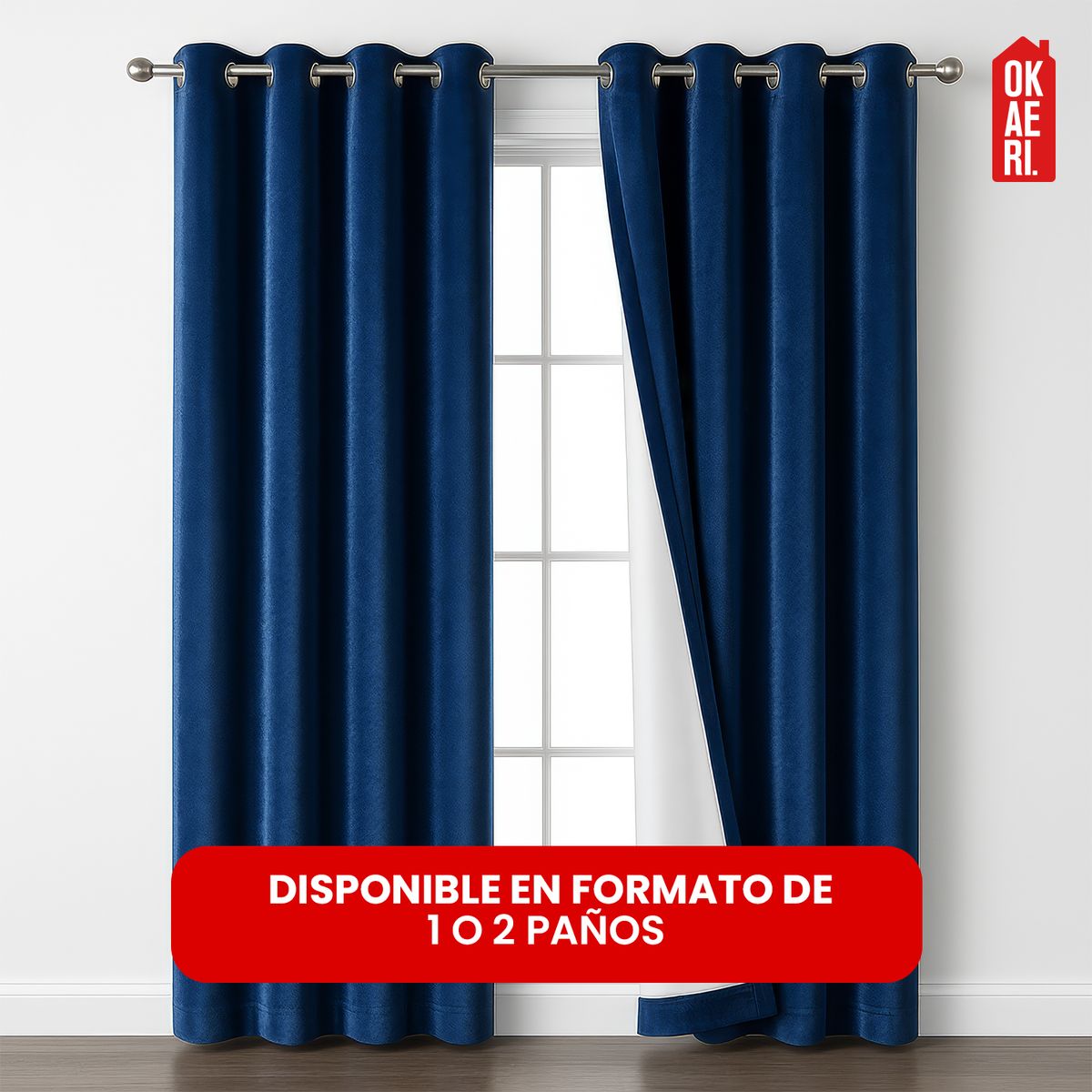 GENERICO - PACK X 2 CORTINA BLACKOUT 100% 140*230CM TEXTURA TERCIOPELO AZUL - Azul