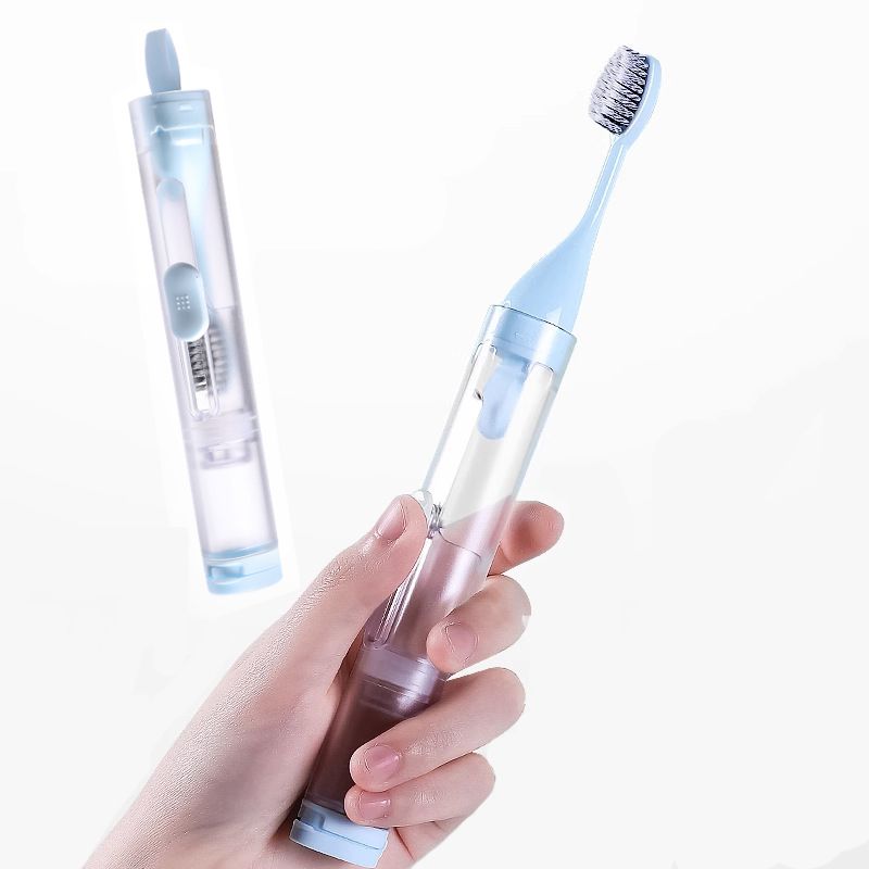 OEM - CEPILLO DE DIENTES PORTATIL CON ENVASE PARA PASTA DE DIENTES 2 EN 1