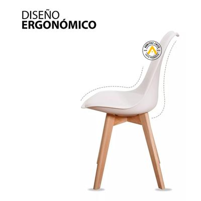 Imagen 2 del producto Pack de 6 sillas de comedor acolchada Tulip Blanco