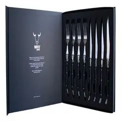 WAYU - Set Cubiertos 8 Pcs Black Premium Mesa Comida Hogar Color Negro