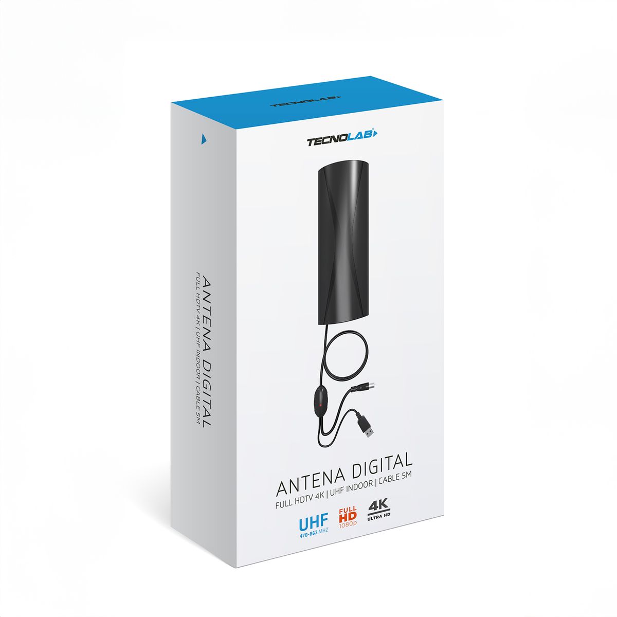 TECNOLAB - ANTENA DE TV DIGITAL 25-30 dB -Cable 5 mts CON AMPLIFICADOR