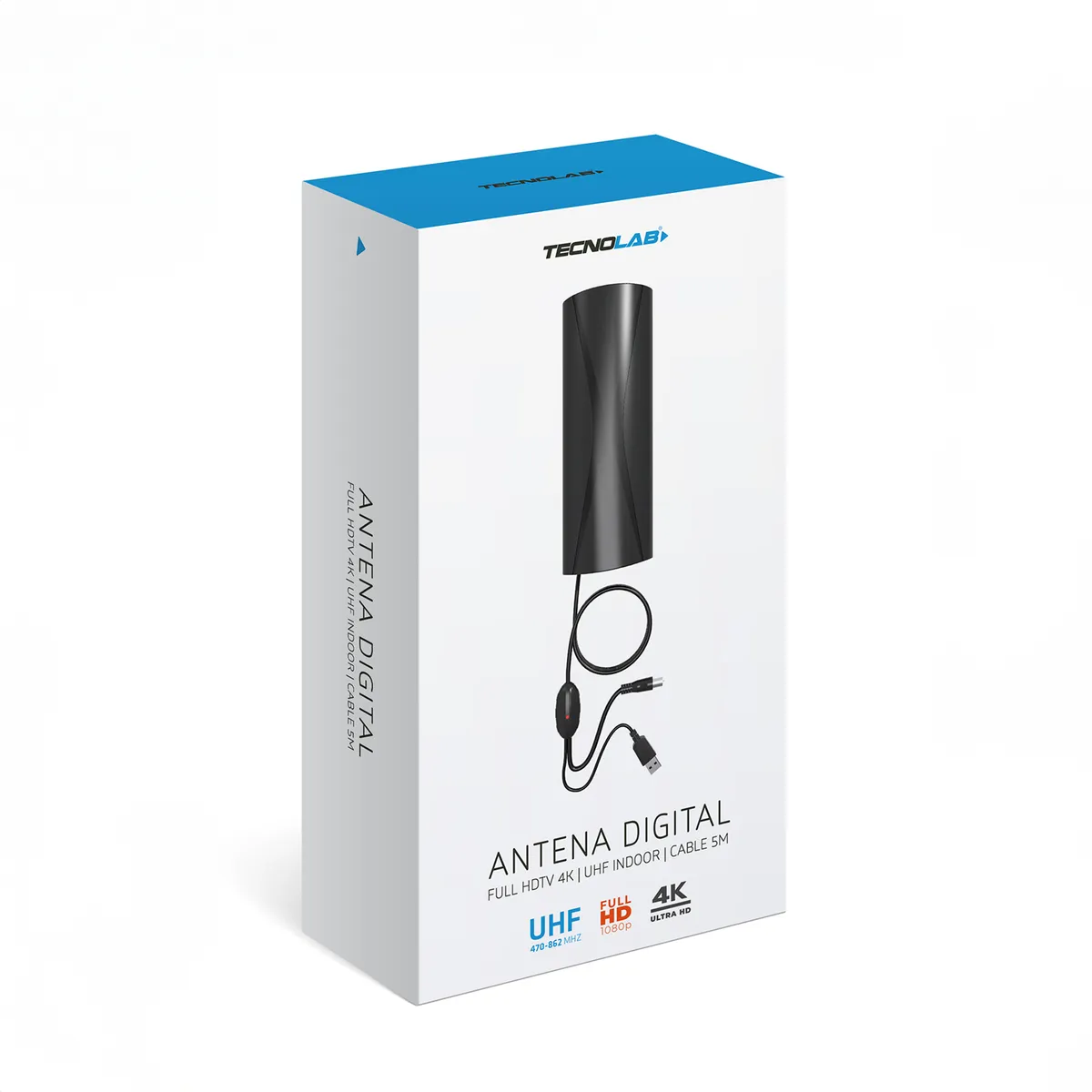 TECNOLAB - ANTENA DE TV DIGITAL 25-30 dB -Cable 5 mts CON AMPLIFICADOR