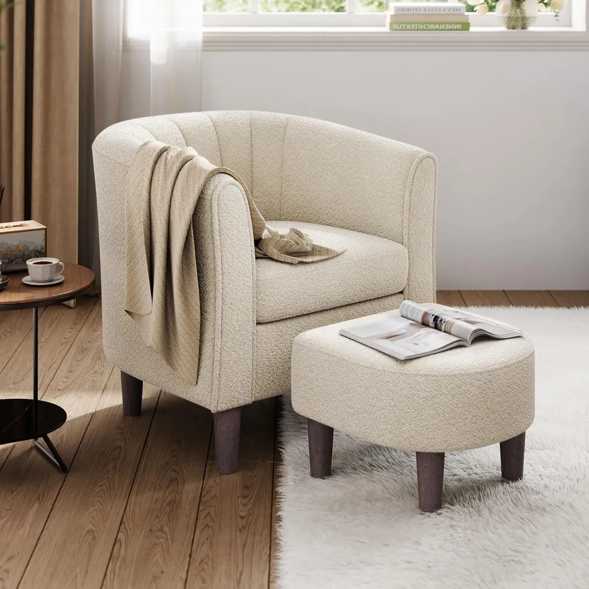 SPACEZAT - Poltrona con Apoya pies Tela Bucle Asele