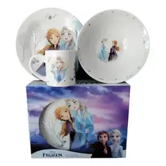 DISNEY - Set 3pcs Desayuno Loza Plato Bowl Tazón Niños Niñas