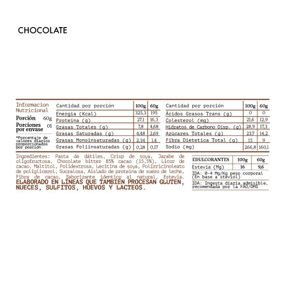 CHEFPROTEIN - Pack 16 Chef Protein Whey Bar - Barritas De Proteína 60 grs. Chocolate