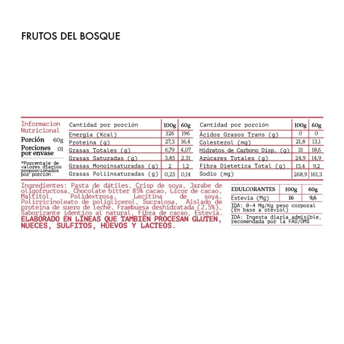 CHEFPROTEIN - Pack 16 Chef Protein Whey Bar - Barritas De Proteína 60 grs Sabor Frutos del bosque