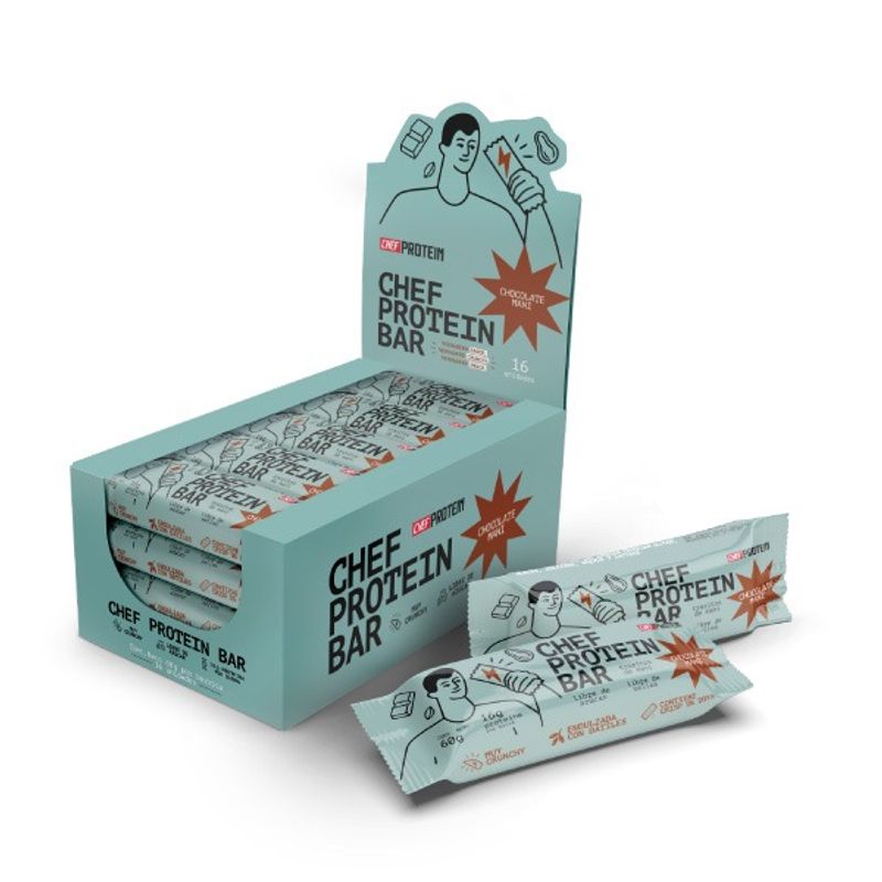 CHEFPROTEIN - Pack 16 Chef Protein Whey Bar - Barritas De Proteína 60 grs Sabor Chocolate-maní
