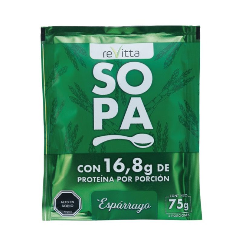 REVITTA WELLNESS - Pack 4 Sopas + Proteína Whey 75 grs. sabor Espárragos