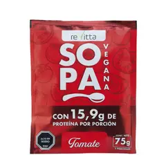 REVITTA WELLNESS - Pack 4 Sopas + Proteína vegana 75 grs. sabor Tomate