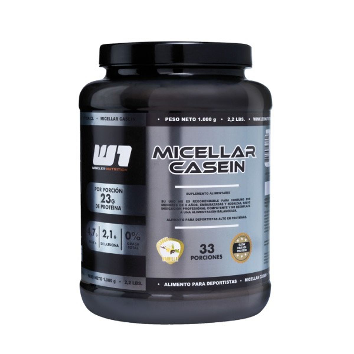 WINKLER NUTRITION - Proteína Caseína Micellar Casein 1 Kg sabor Vainilla