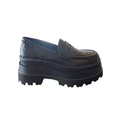 HERIEL - Mocasín Negro Plataforma Mujer.