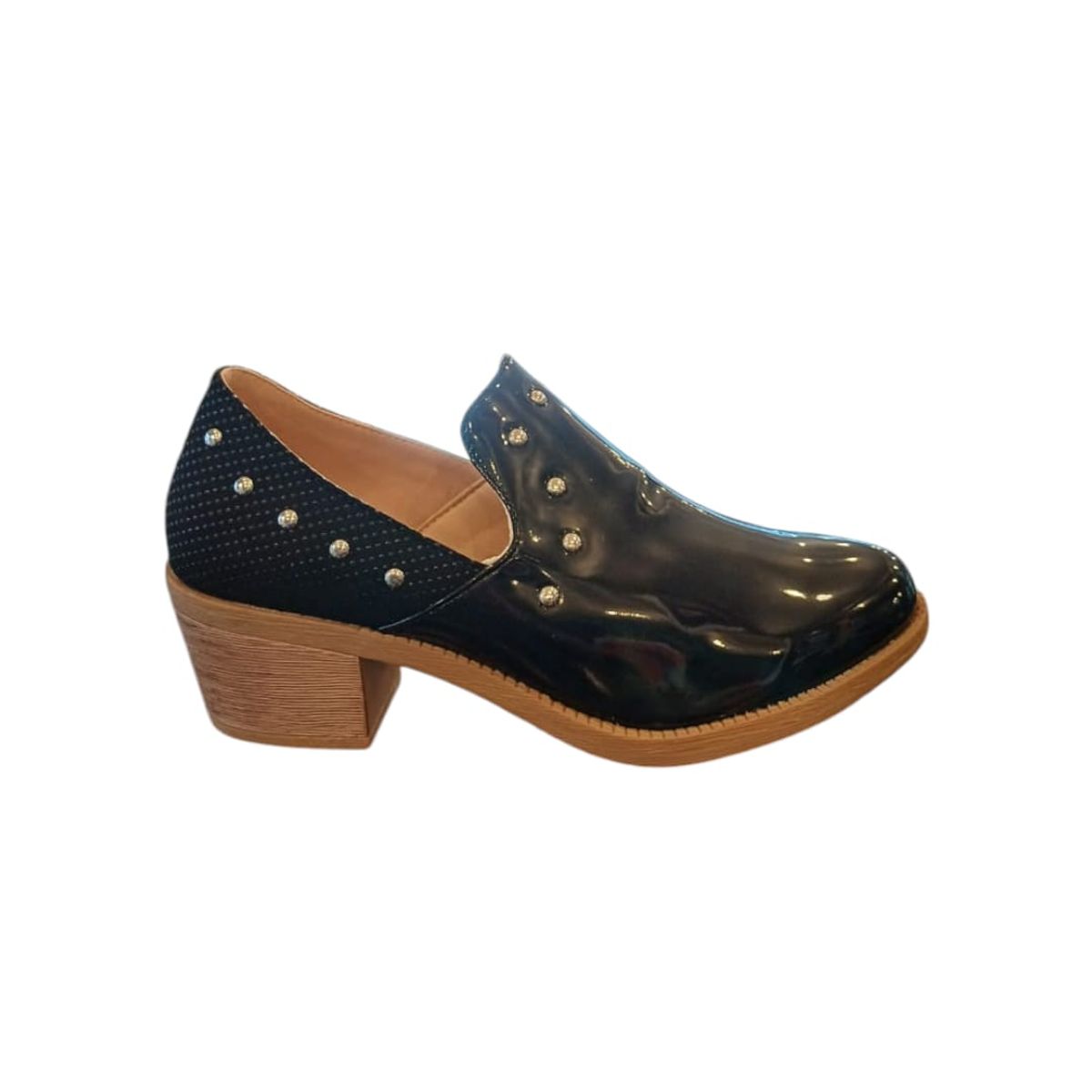 HERIEL - Zapato Negro Bajo Charol Mujer