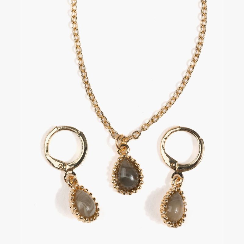 LOUNGE - Set Collar Y Aros Mujer Piedra