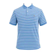 RALPH LAUREN - Polera Polo Celestelineas Blancas Cuello M