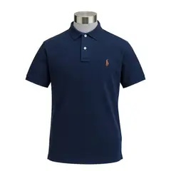 RALPH LAUREN - Polera Polo Azul Marino Con Cuello Talla M