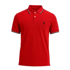 RALPH LAUREN - Polera Polo Roja Con Cuello Talla L