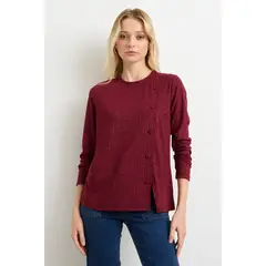 ASH - Polera Manga Larga Burdeo Mujer