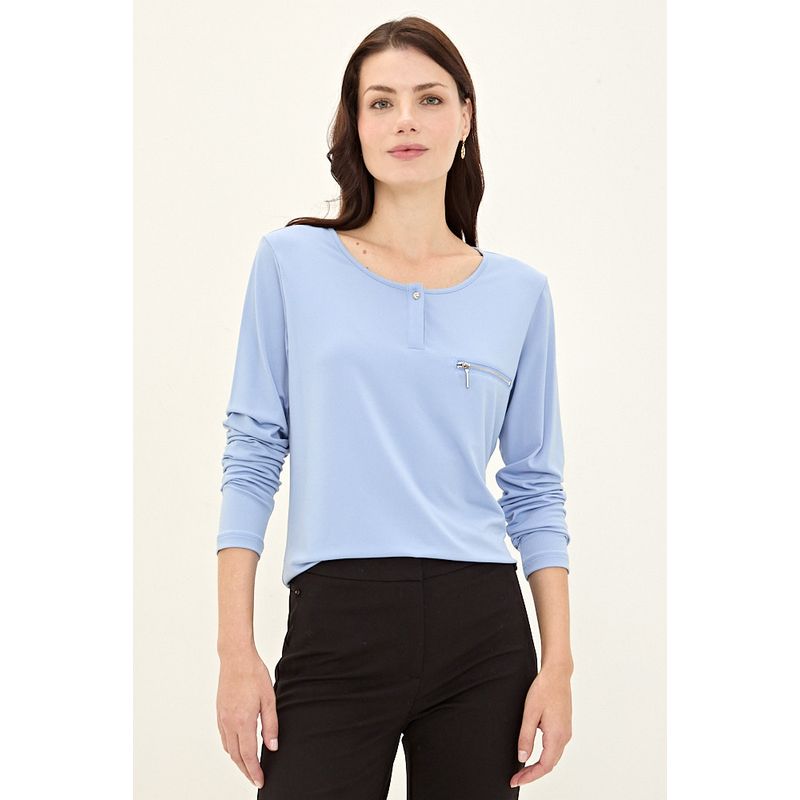 MA GRIFFE - Polera Manga Larga Celeste Mujer Magriffe