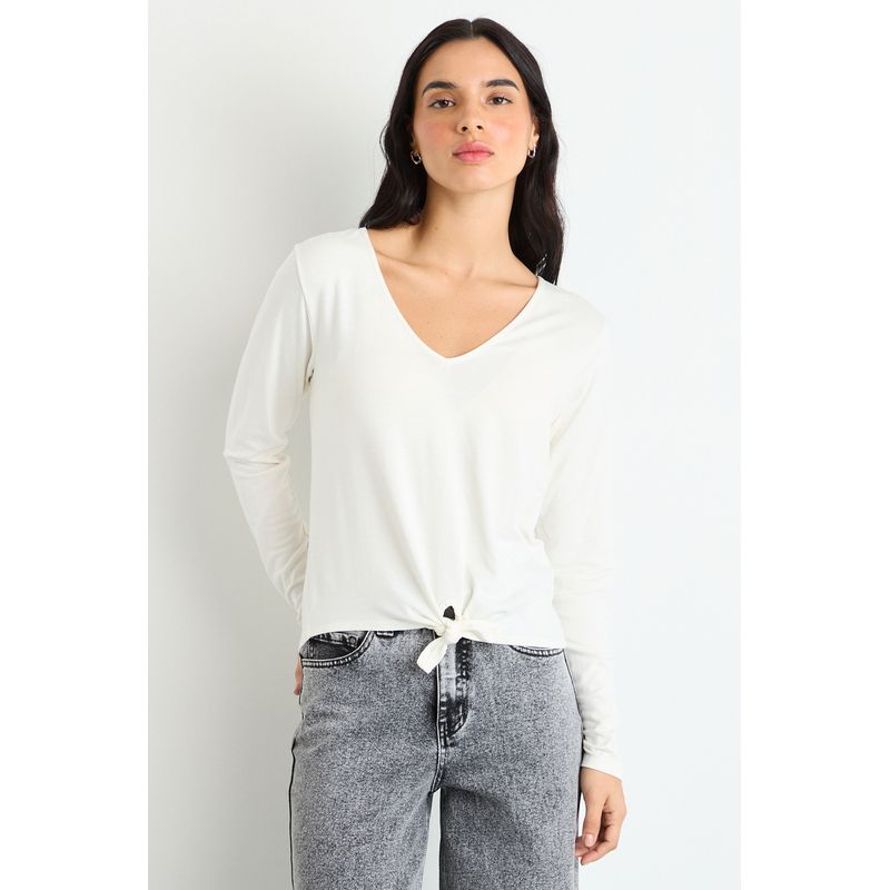 IO - Polera Manga Larga Crudo Mujer Io