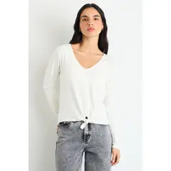 IO - Polera Manga Larga Crudo Mujer
