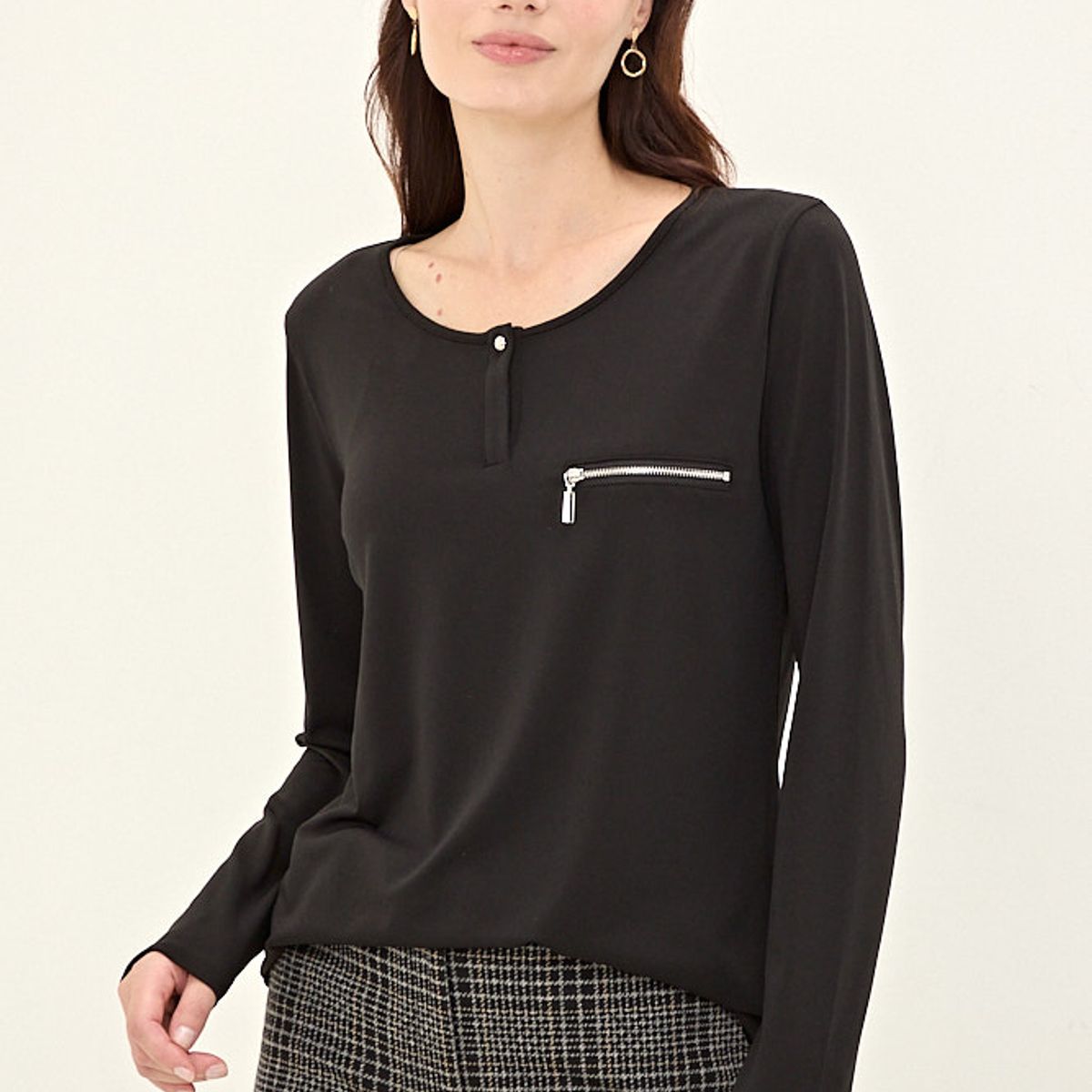 MA GRIFFE - Polera Manga Larga Negro Mujer Magriffe