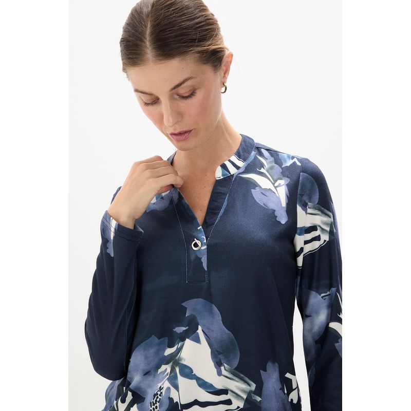 MA GRIFFE - Polera Manga Larga Azul Marino Mujer Magriffe
