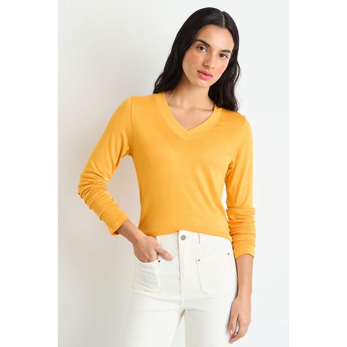 IO - Polera Manga Larga Amarillo Mujer Io