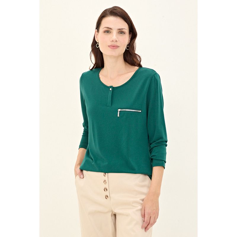 MA GRIFFE - Polera Manga Larga Verde Musgo Mujer Magriffe