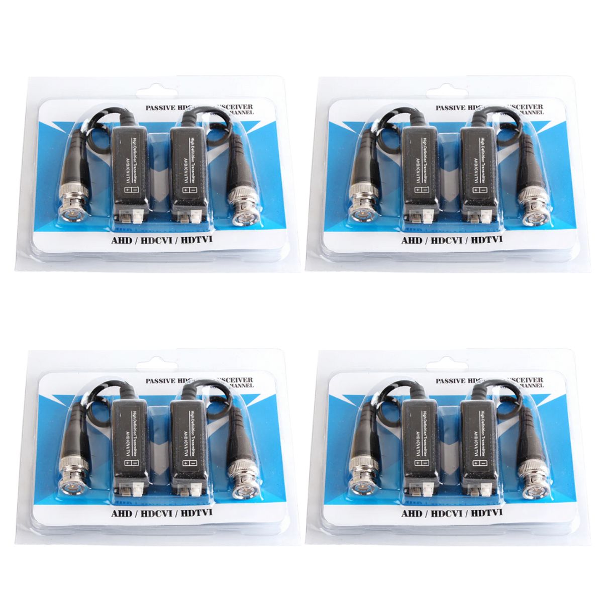 GENERICO - Pack de 4 Pares de Video Balun 1080p + 4 Pares de Conectores DC + Caja Estanca