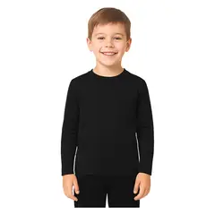 ANDESLAND OUTDOOR APPAREL - Polera Micropolar I Capa Blanford Negro Niños Andesland.-