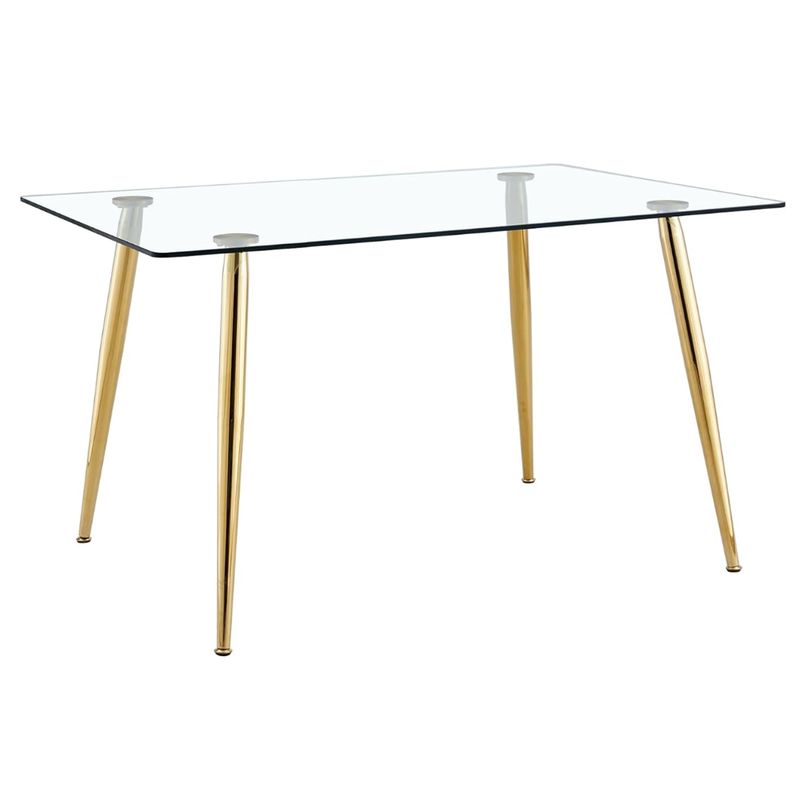 PANDALINO - Mesa Rectangular Vitreo 130x80 Dorado - Vidrio Templado