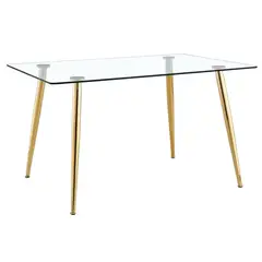 PANDALINO - Mesa Rectangular Vitreo 130x80 (Dorado) - Vidrio Templado