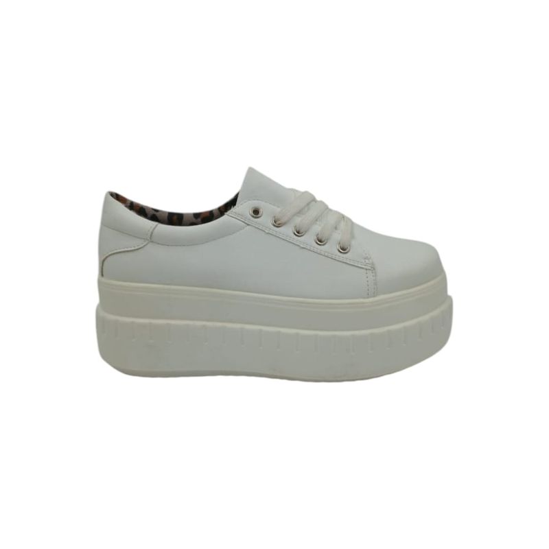 HERIEL - Zapatilla Blanca Plataforma Mujer.