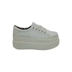 HERIEL - Zapatilla Blanca Plataforma Mujer.