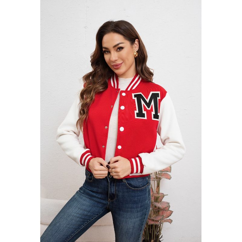 MPROPIA - Chaqueta Corta Universitaria Mujer Gruesa Forro Piel Bolsillos 7582