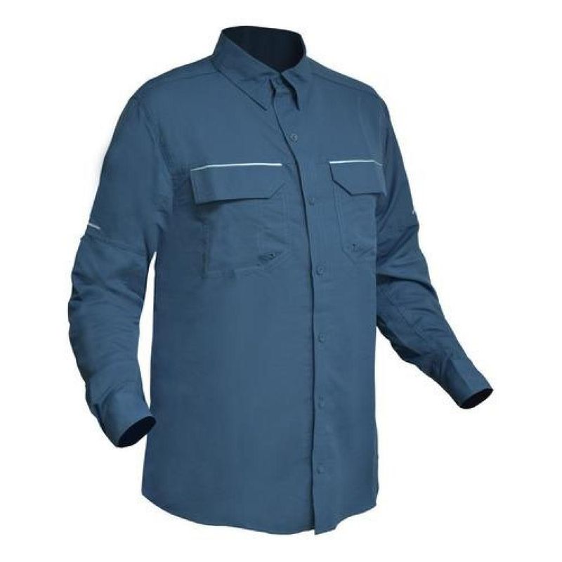 T-WORLD - Camisa Outdoor Trekking Protección Uv Ripstop Ml Hombre - Azul