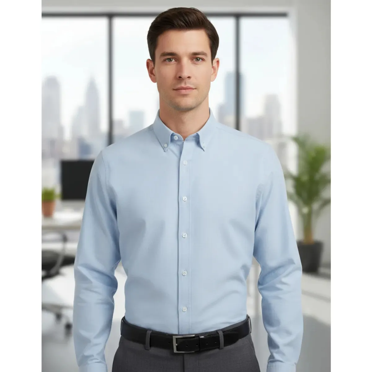 T-WORLD - Camisa Oxford Manga Larga