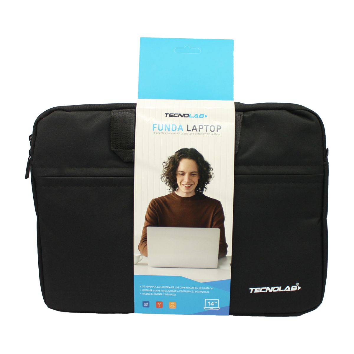 TECNOLAB - BOLSA PARA NOTEBOOKDE 14 PULGADAS COLOR NEGRO