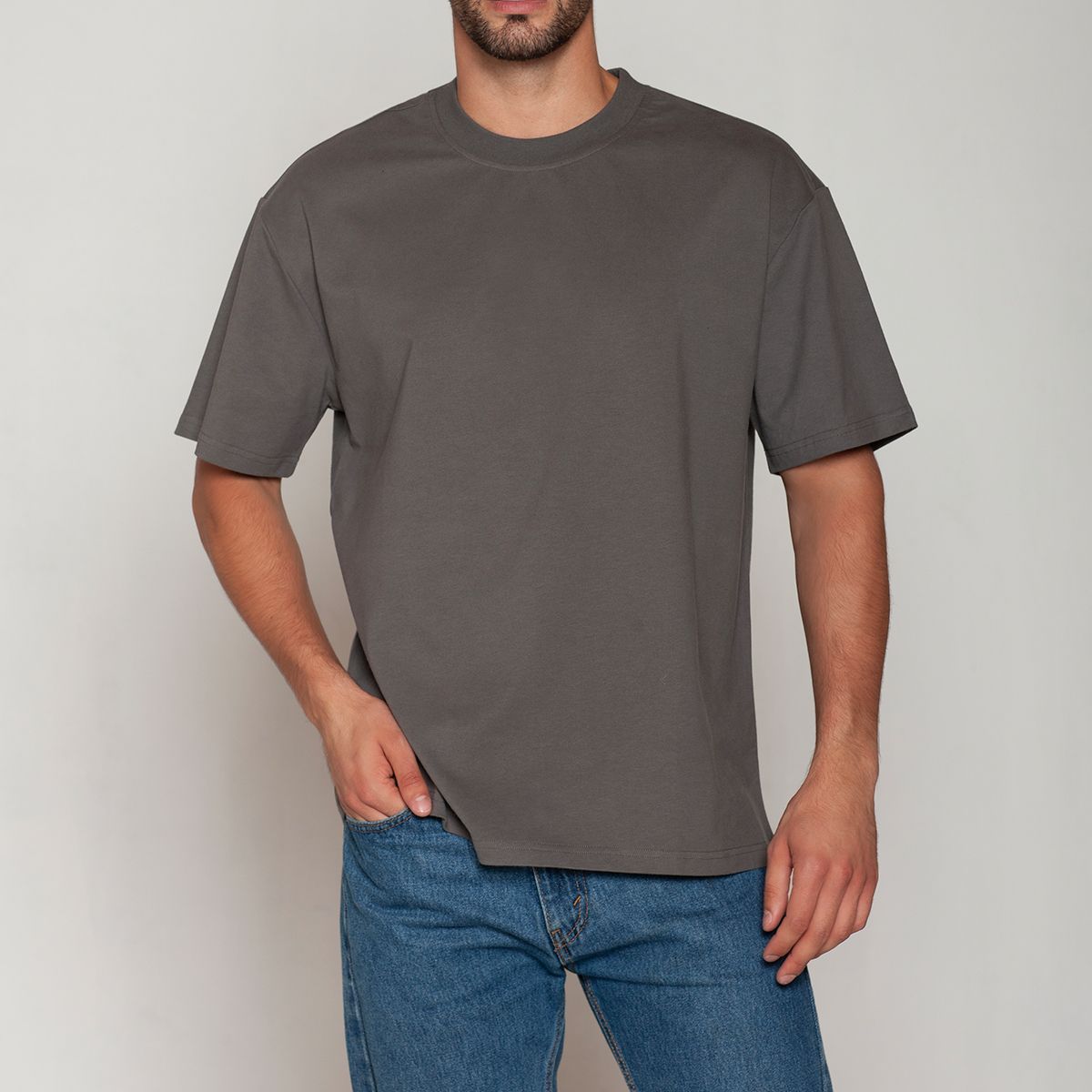 TAIS - Polera Algodón Oversize Gris Tais