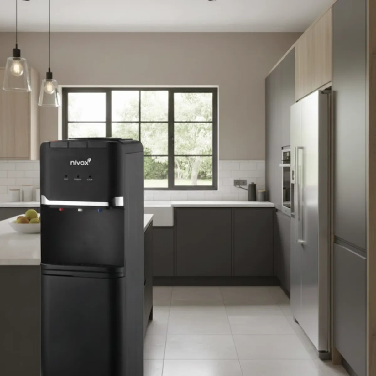 DALI - Dispensador De Agua Pedestal Negro Mate Ventilador