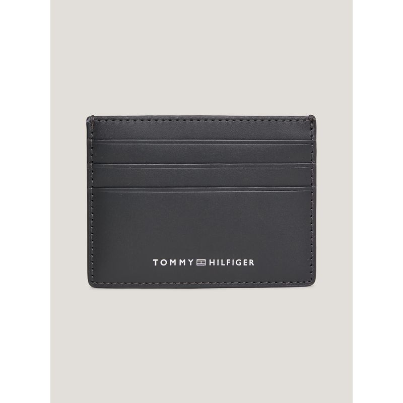 TOMMY HILFIGER - Tarjetero De Cuero Con Logo Negro Tommy Hilfiger