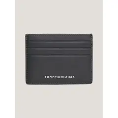 TOMMY HILFIGER - Tarjetero De Cuero Con Logo Negro