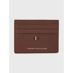 TOMMY HILFIGER - Tarjetero De Cuero Con Logo Café